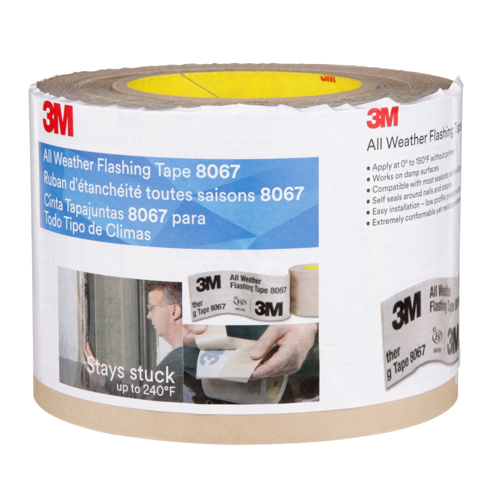 3M All Weather Flashing Tape 8067 Tan - 4 Inch x 75 Feet (12 Rolls per Case) - Waterproof Roofing Sealant for Home Repair, Window & Door Installation, HVAC Ductwork