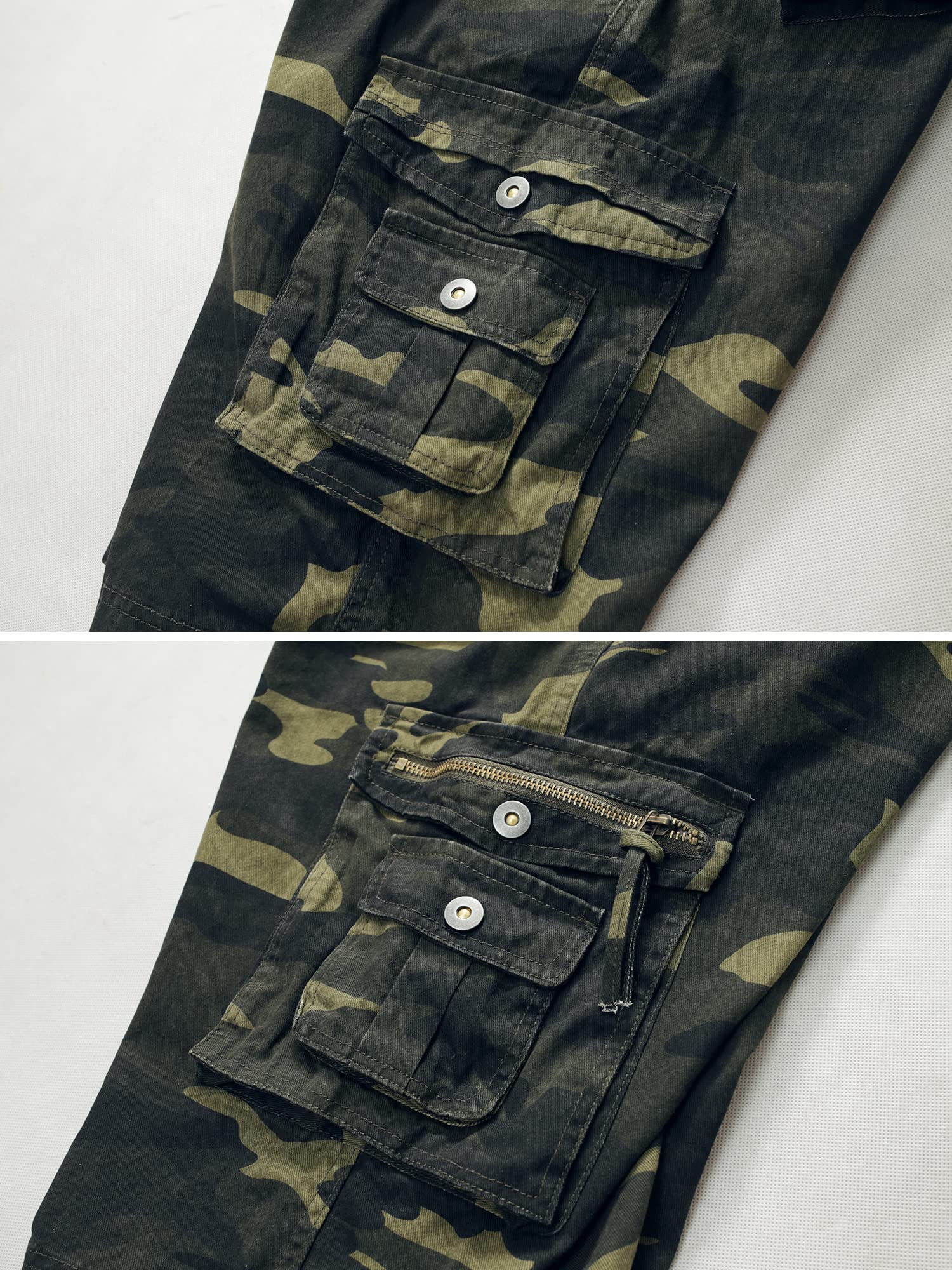 TRGPSG Men's Cargo Shorts - Relaxed Fit Cotton Camo Shorts with 13