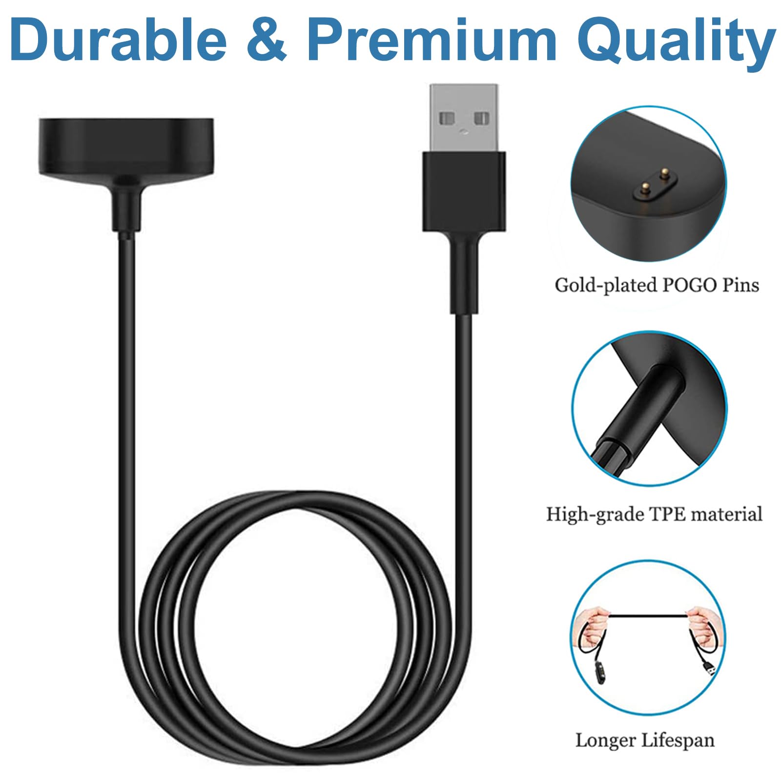 Original Fitbit Inspire & Inspire HR Replacement Charger - USB Charging Cable Compatible with Fitbit Inspire/Inspire HR Fitness Trackers (Black) - Perfect for Home, Gym & Travel Use
