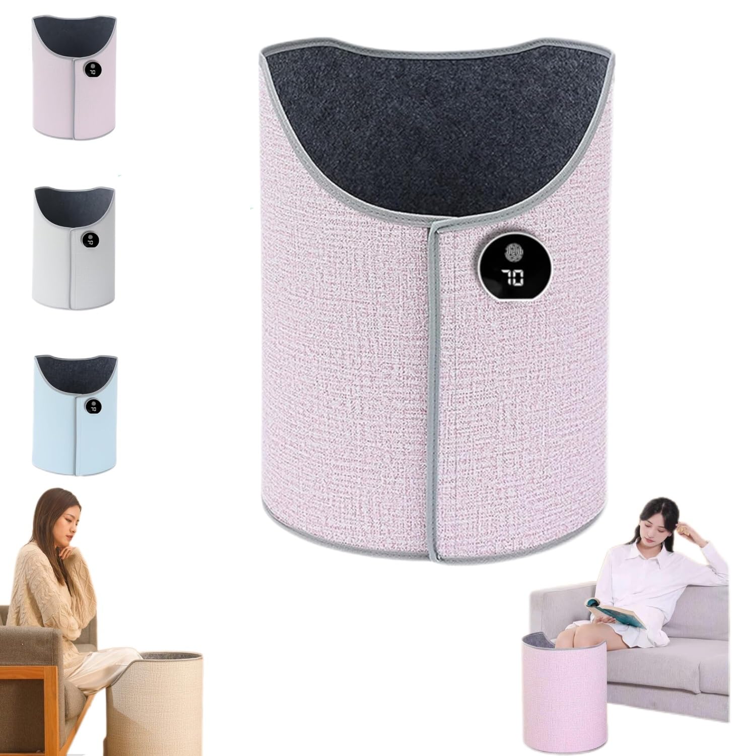 Under Desk Leg Warmer - Portable Electric Foot Heater with Foldable Design, Soft Pink - Perfect for Office, Home & Winter Use