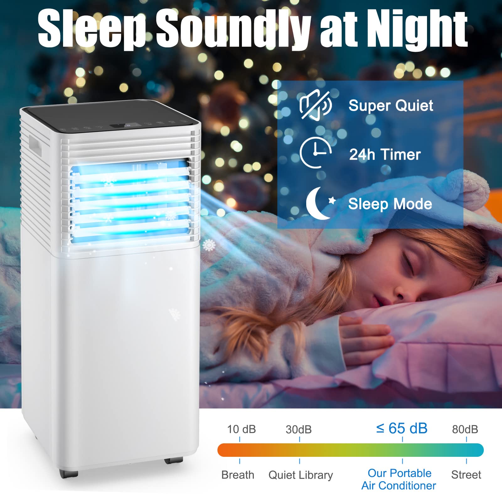 BK10111US Portable Air Conditioner - 8000 BTU, White, Compact & Energy Efficient Cooling Unit for Home, Office, Bedroom - Perfect for Small Spaces up to 200 Sq Ft