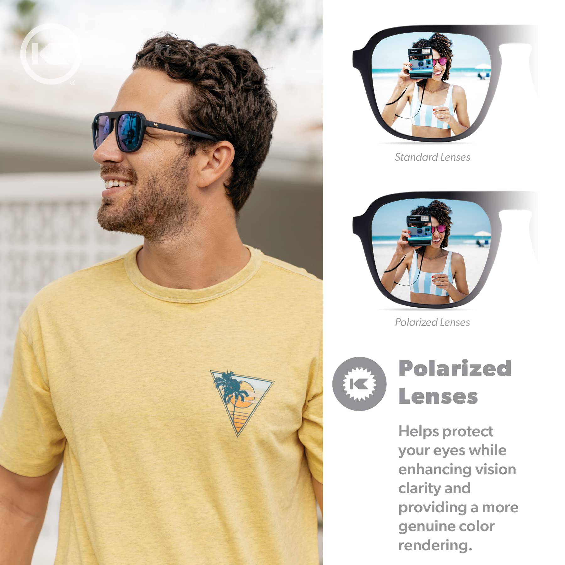 Knockaround Pacific Palisades Polarized Sunglasses for Men & Women - UV400 Protection, Classic Aviator Style - Perfect for Beach, Driving & Outdoor Activities