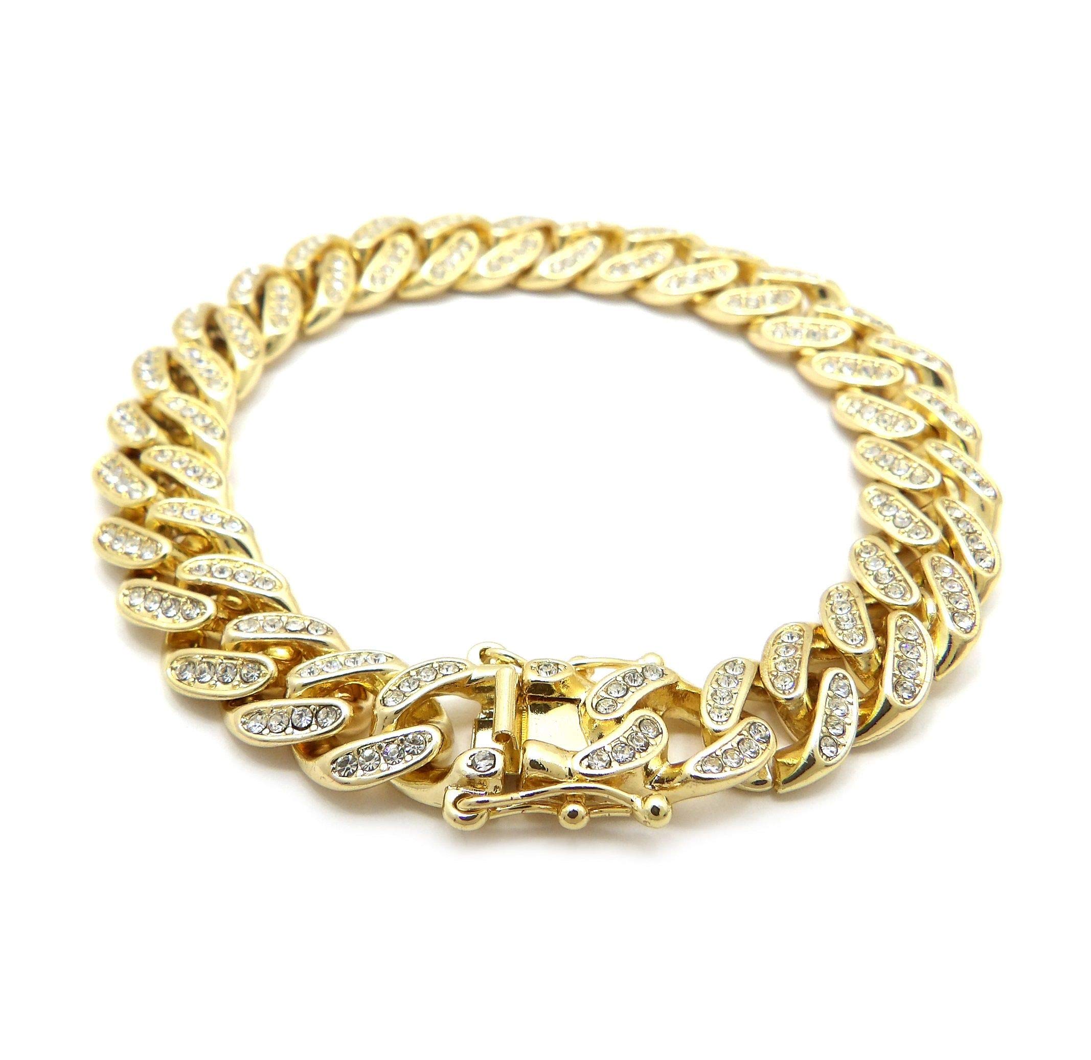 NYFASHION101 Women's 12mm Iced Out Bling Box Lock Cuban Chain Ankle Bracelet - 925 Sterling Silver Anklet for Women - Perfect for Parties, Weddings & Everyday Fashion Accessories