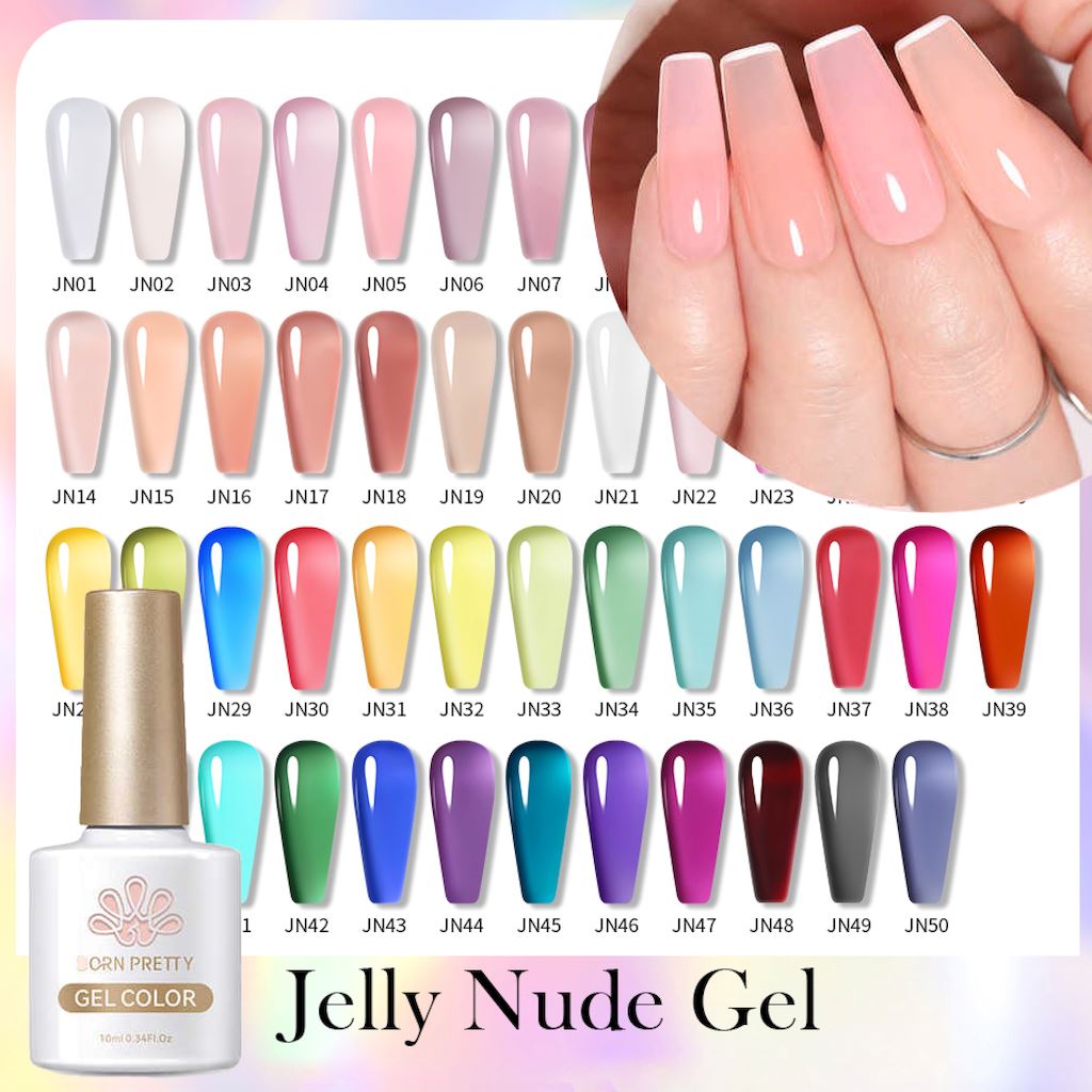 Born Pretty Jelly Nude Gel Polish - Long Lasting Soak Off UV LED Nail Polish for Salon & Home Manicure - Perfect for Weddings, Parties & Everyday Wear