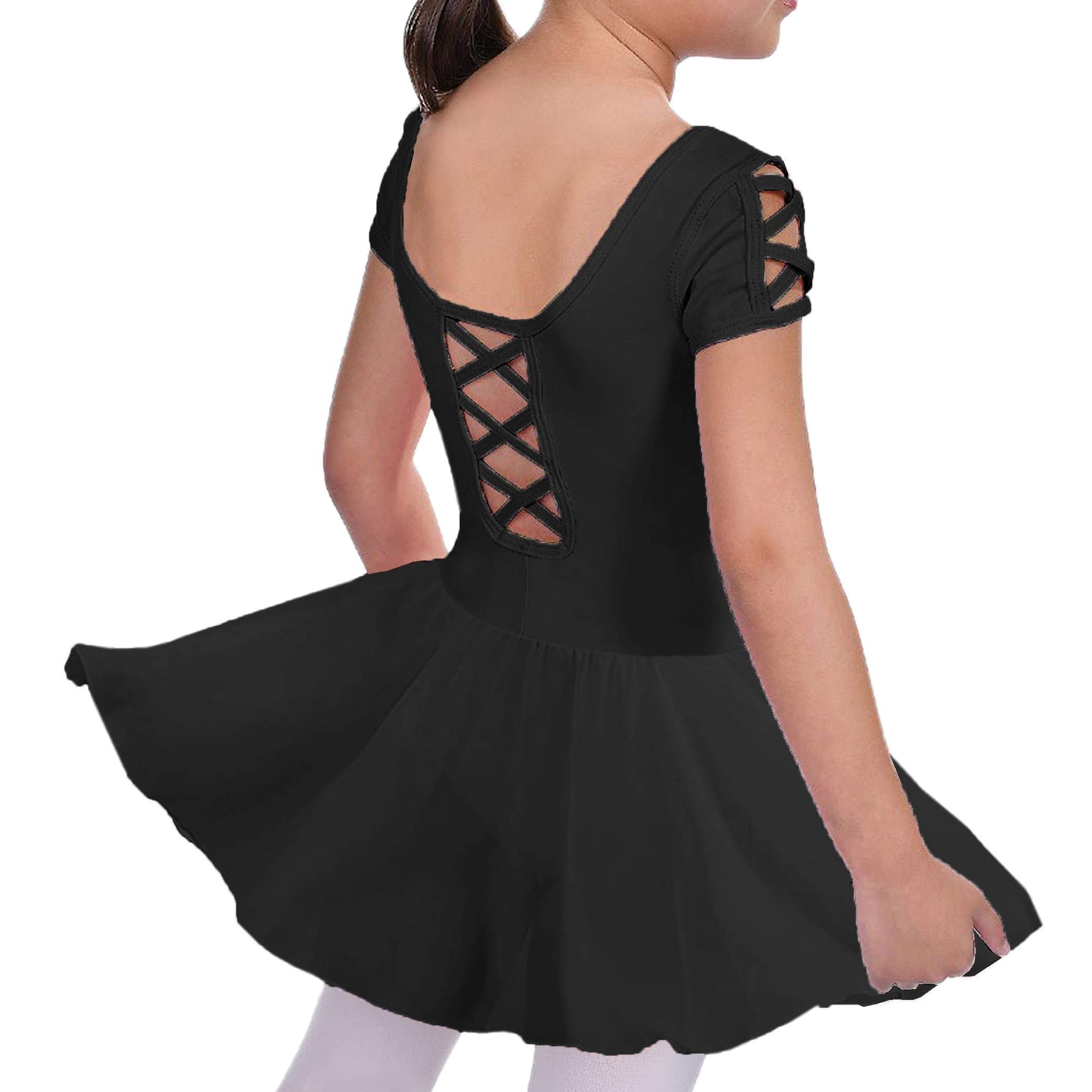 Little Toddler Girls Multi-Cross Strap Ballet Leotard with Tutu Skirt - Gymnastics Dancewear for Recitals, Performances & Ballet Classes