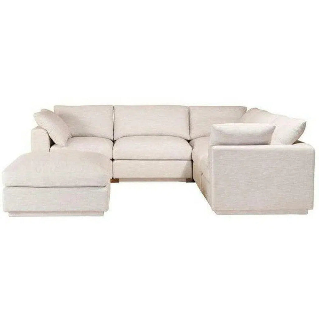 6-Piece Taupe Linen Modular Sofa Set - Modern Sectional Couch for Living Room, Lounge & Family Room - Soft Fabric Upholstered Furniture with Signature Design