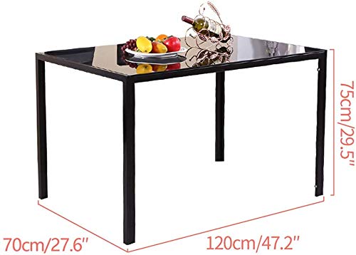 Modern Rectangle Glass Dining Table with Metal Legs - Minimalist Kitchen Table for 4 People, Clear Tempered Glass Top & Black Metal Frame - Perfect for Small Spaces, Apartments, and Contemporary Dining Rooms