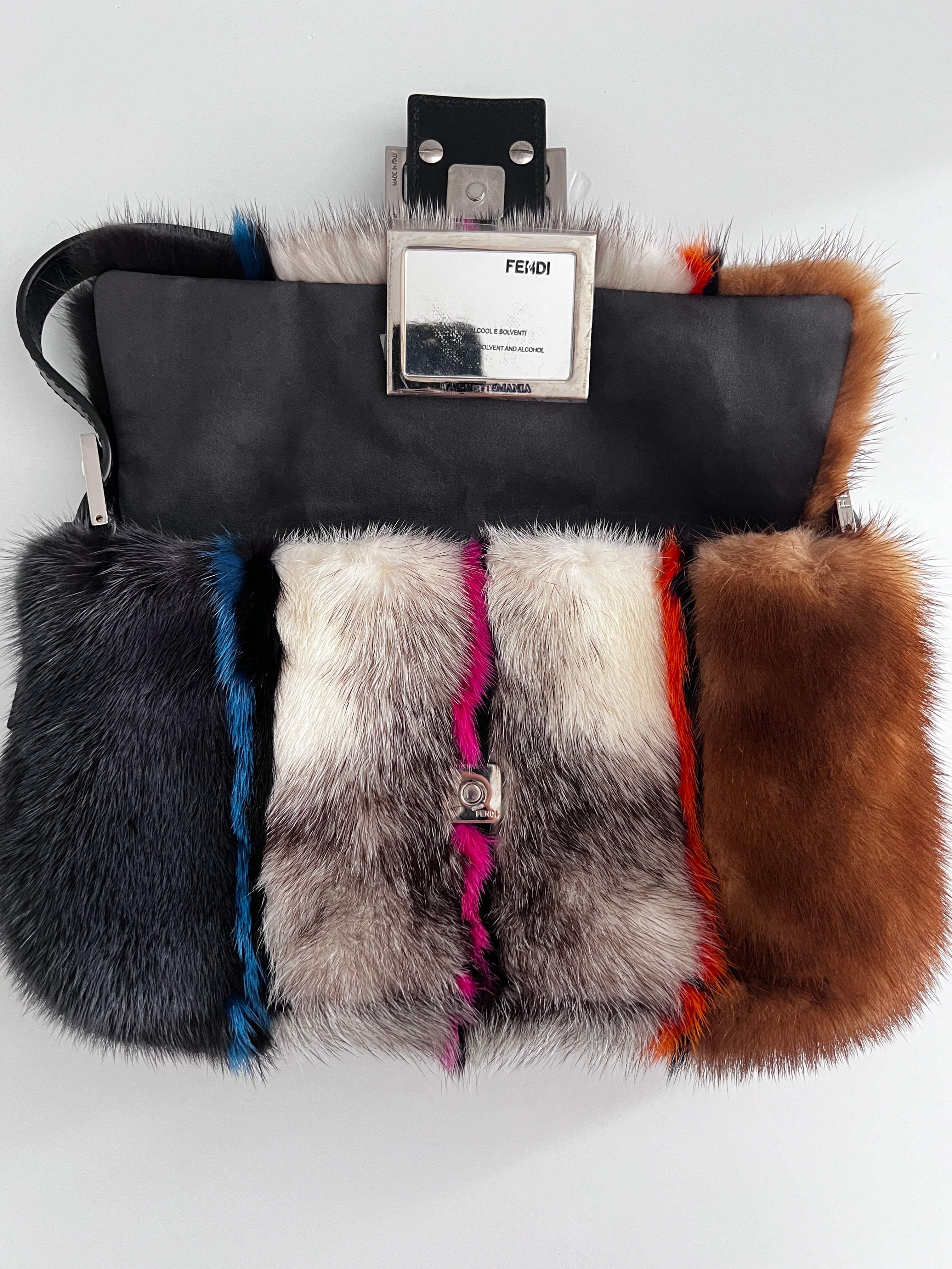 Fendi Mink Strip Baguette Bag - Luxury Designer Crossbody Purse for Women | Perfect for Evening Parties, Date Nights & Special Occasions