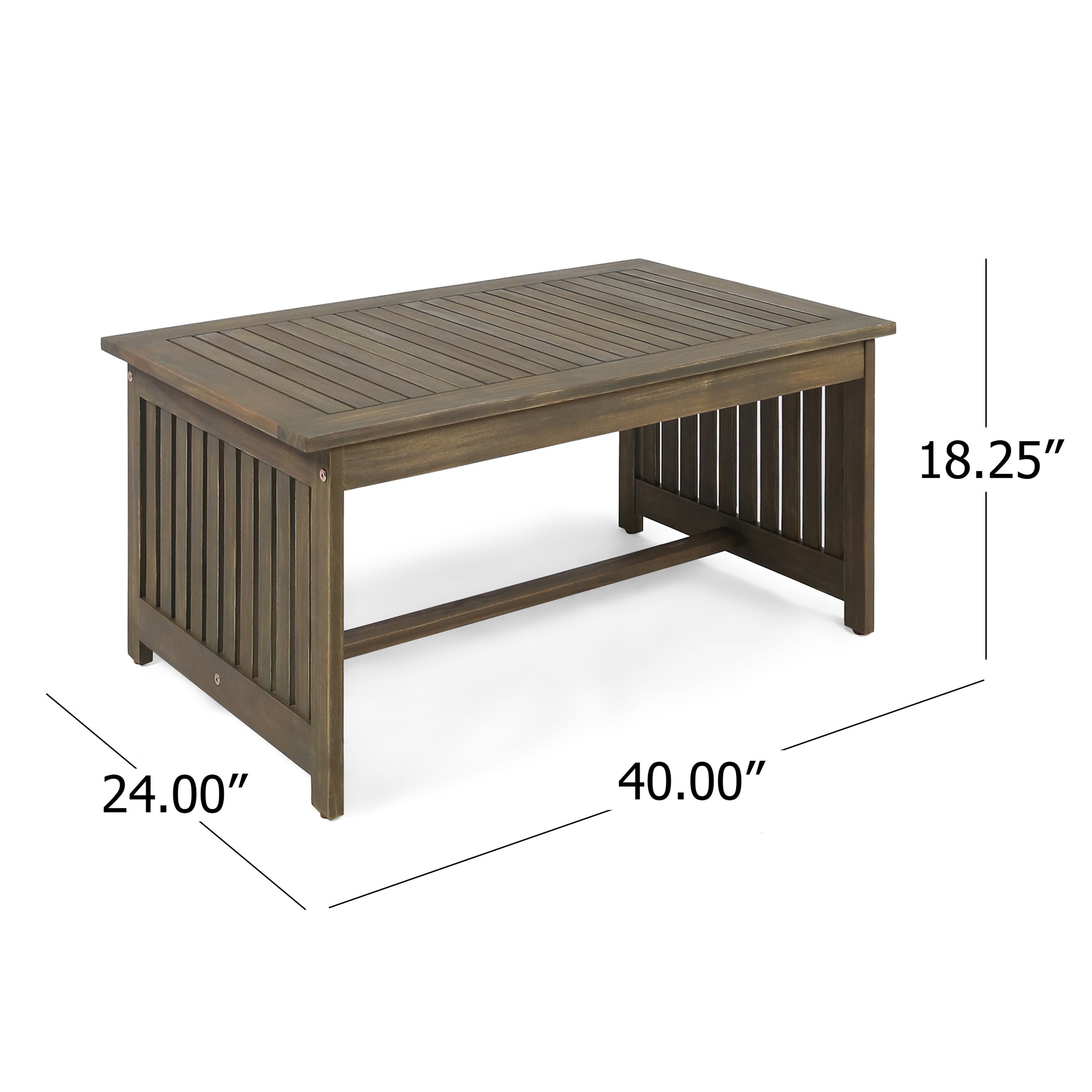 Christopher Knight Home Grace Outdoor Acacia Wood Coffee Table - Weather-Resistant Gray Finish for Patio, Garden & Poolside Furniture