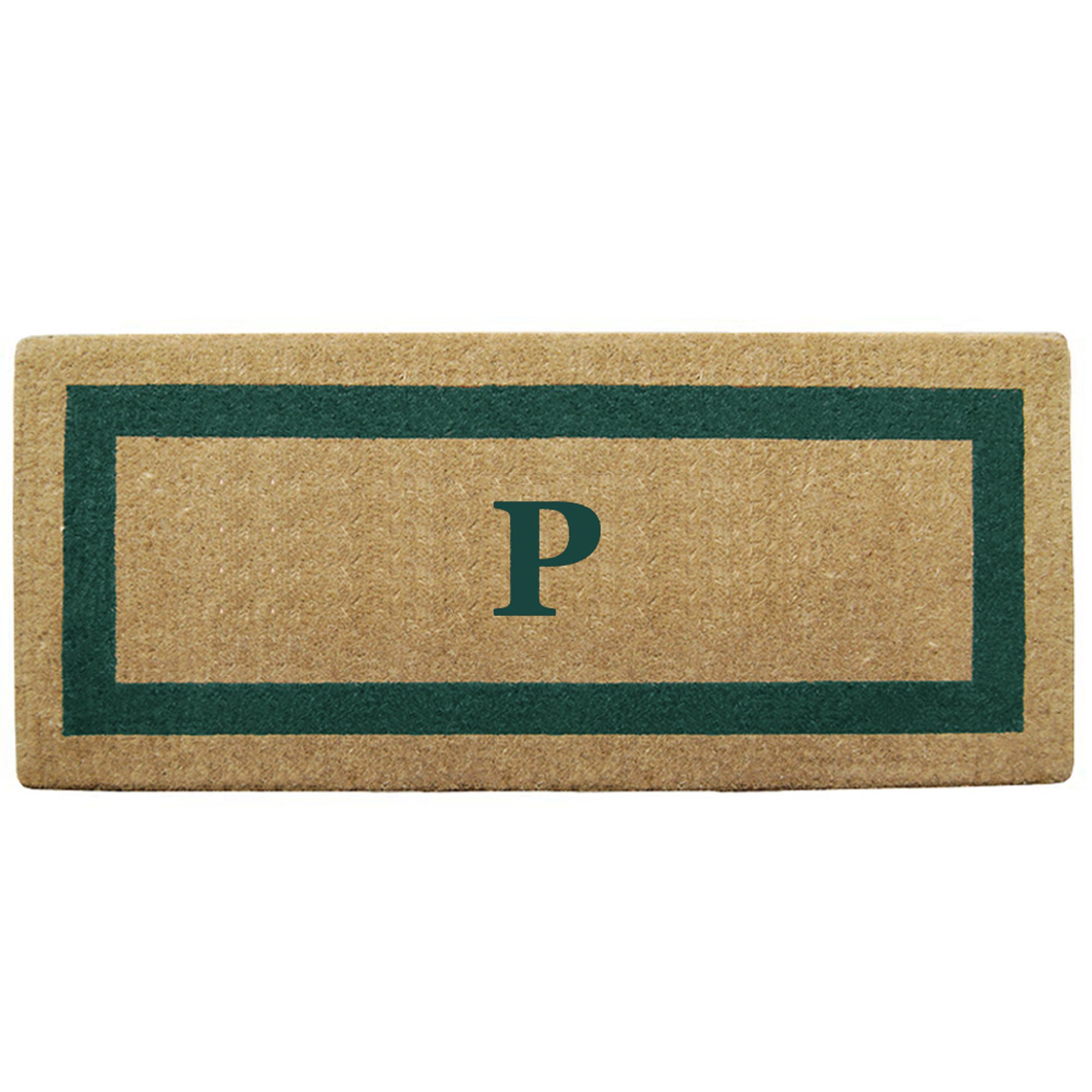 Personalized Monogram Coir Doormat - Heavy Duty Natural Coconut Fiber Welcome Mat with Picture Frame Design | Durable Handcrafted Outdoor Rug | Eco-Friendly 24x57 Inch | Perfect for Entryway, Porch, Patio & Front Door Decor | O2077P