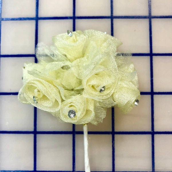 Elegant Yellow Flower Buds with Sparkling Crystal Rhinestones - Perfect for Weddings, Home Decor & Gift Giving