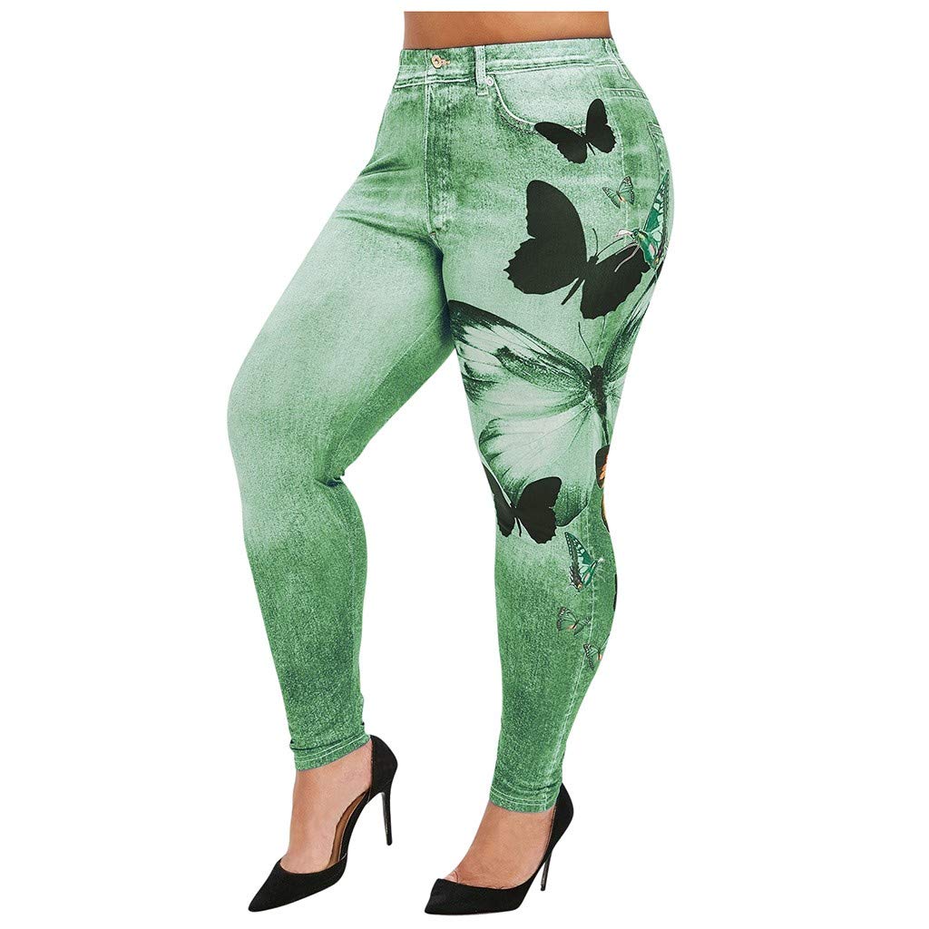 KINGOLDON Women's Plus Size Slim Cropped Pants - Stretchy Casual Imitation Cowboy Leggings for Work, Travel & Everyday Wear
