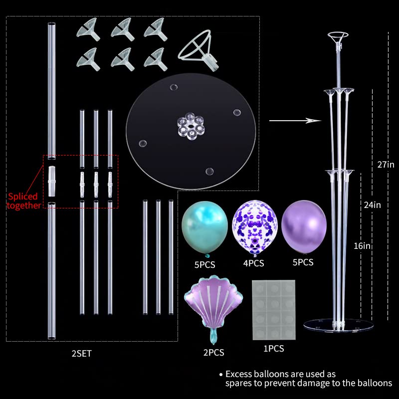 Mermaid Party Decorations Kit - 2 Sets with Sea Shell Foil Balloons & 14 Purple Blue Latex Balloons for Birthday, Beach, Underwater Theme Celebrations | Perfect for Mermaid Birthday Parties, Baby Showers & Ocean-Themed Events