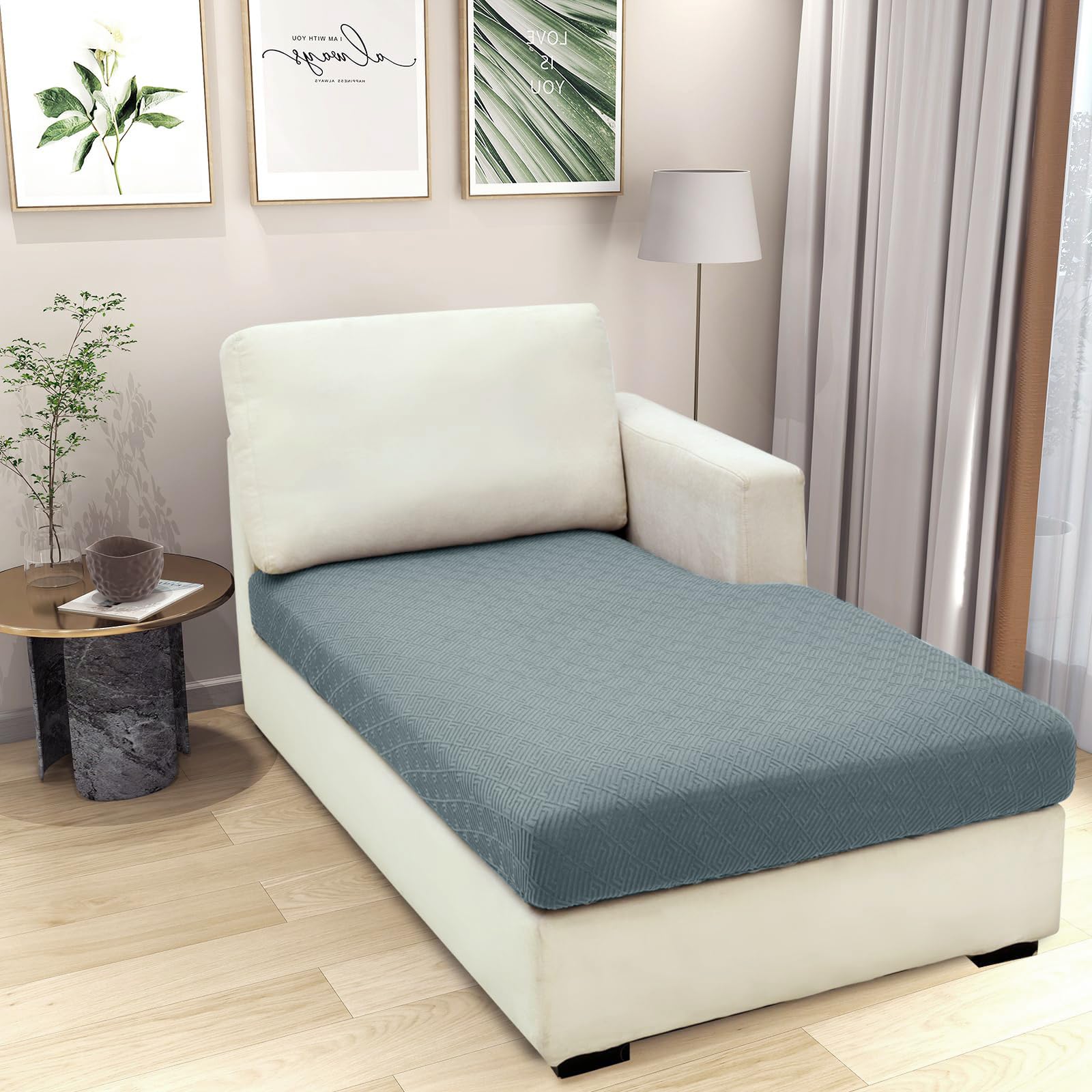 ZNSAYOTX L-Shaped Sectional Sofa Cover - Universal Chaise Lounge Slipcover with Elastic Bottom, 1-Piece Separate Cushion Design, Light Gray Furniture Protector | Perfect for Living Room, Family Room & Home Theater Seating