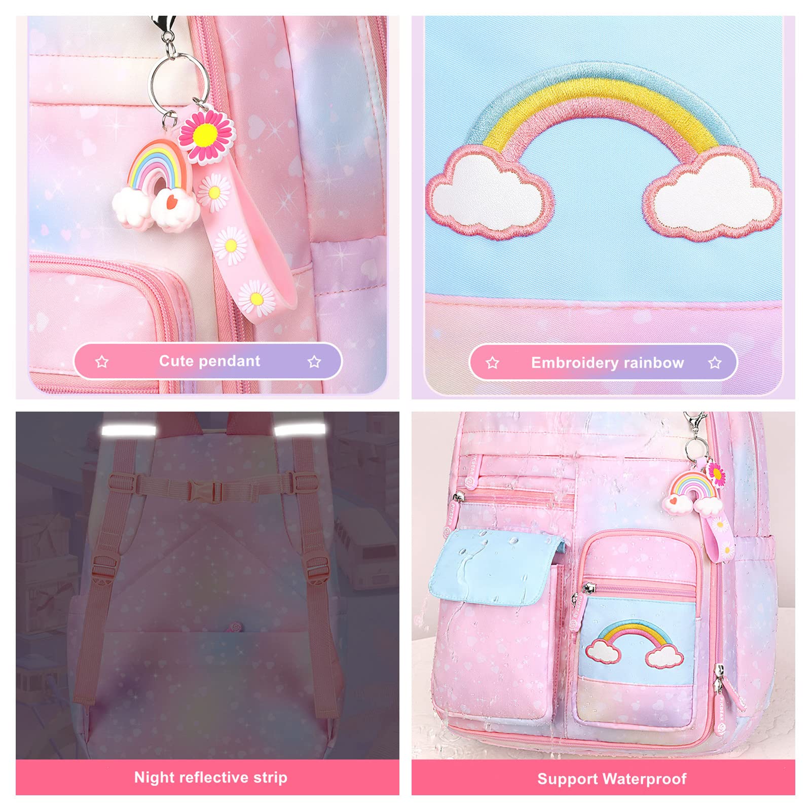 **Pink Girls Backpack for School - Lightweight Kids Backpack with Multiple Compartments, Cute Elementary School Bag for Girls - Perfect for Daily Use, Travel & Classroom**