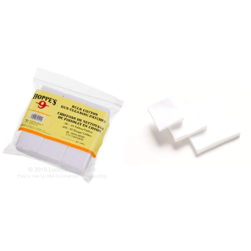 HOPPE'S No. 9 Gun Cleaning Patches - 500 Pack for .38-.45 Caliber & .410-20 Gauge | 650 Pack for .270-.35 Caliber | Premium Gun Maintenance Supplies for Rifle & Shotgun Cleaning