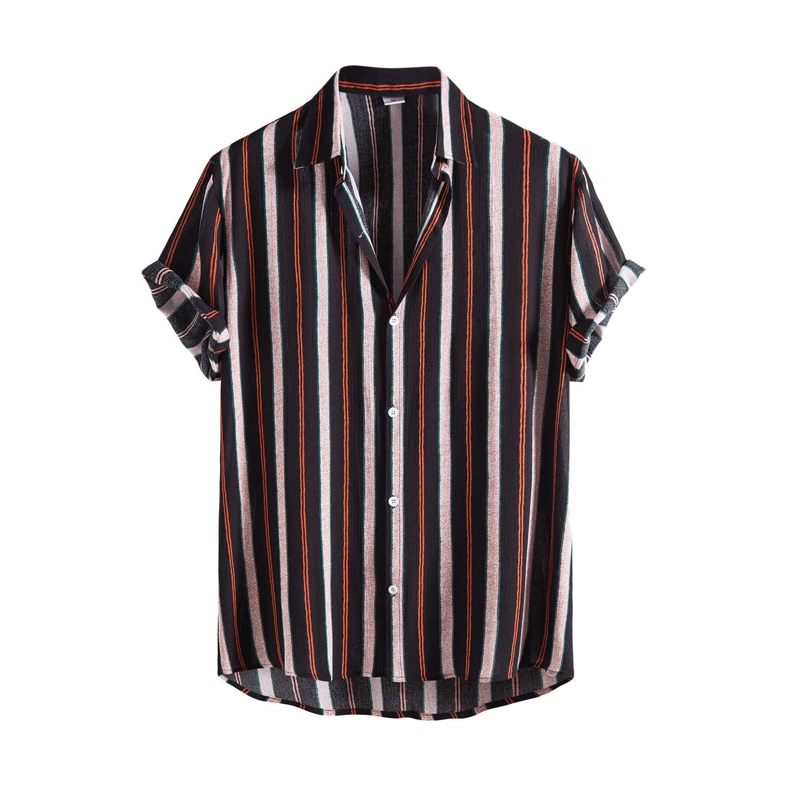 VSOLS Men's Casual Plaid Print Short Sleeve Button Down Shirt - Breathable Cotton, Turn-Down Collar, Single Breasted Design - Perfect for Summer, Office Wear & Casual Outings (White, Pack of 1)
