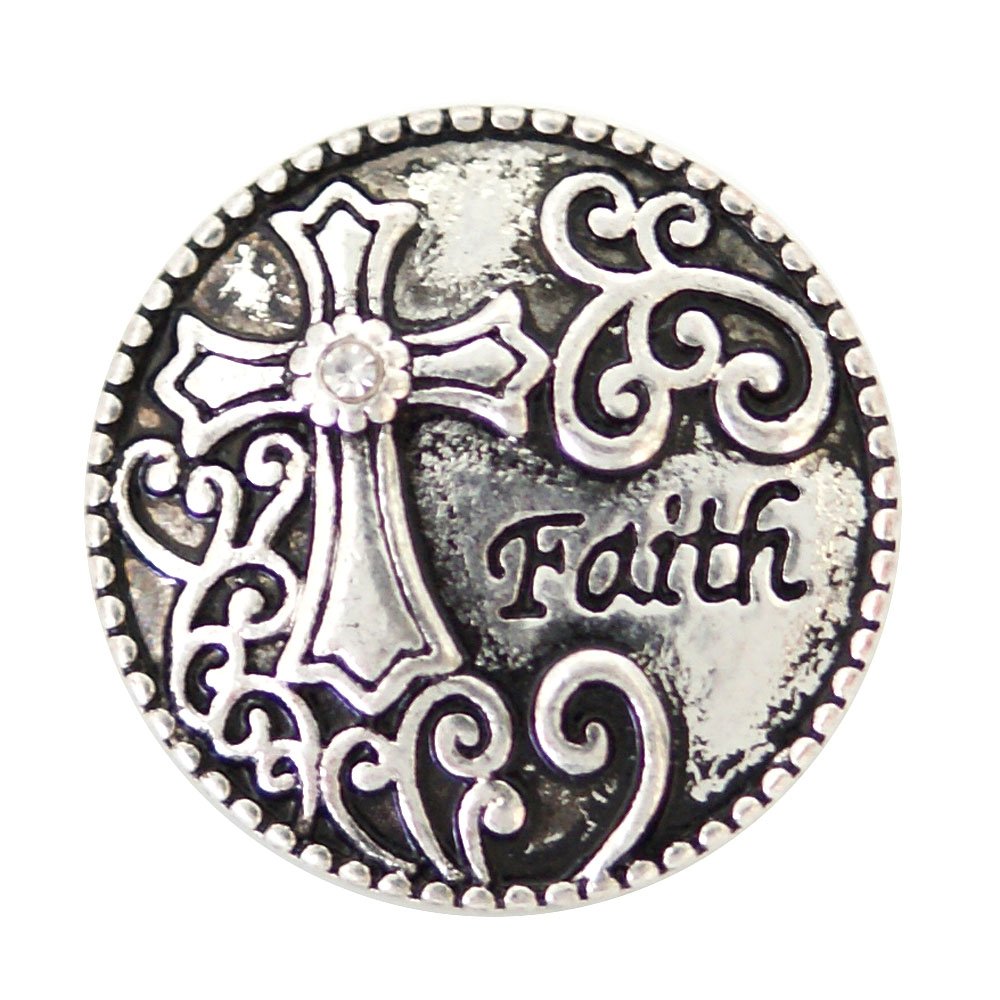 Faith & Cross Rhinestone Charm Jewelry for 18-20mm Snap Bracelets - Gift Idea