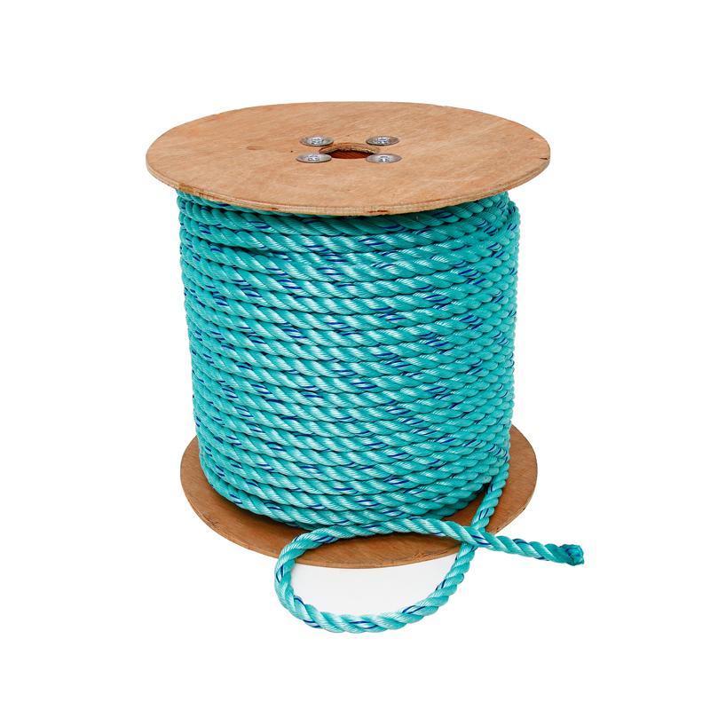 3 Strand Safety Poly Blue Steel 5/8in 600ft Reel - Heavy Duty Marine Rope for Boating, Dock Lines & Water Sports
