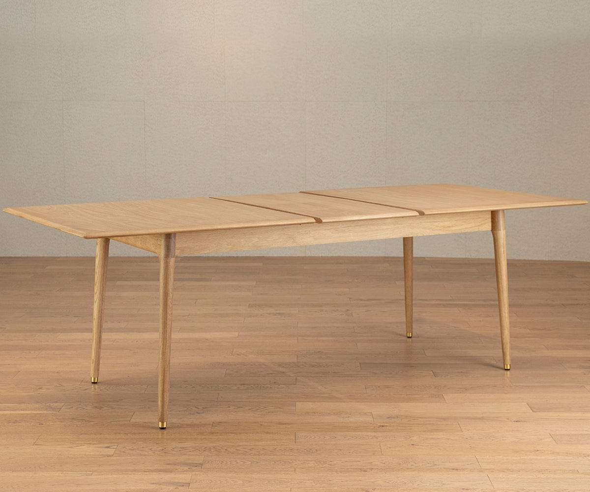 Hendrick Extension Dining Table II - White Oak Solid Wood Expandable Table for Dining Room, Kitchen & Entertaining | Modern Farmhouse Style