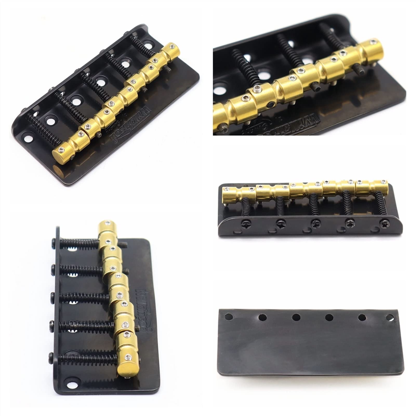 5-String Electric Guitar Bridge with Brass Saddles - Black Bass Guitar Bridge for Enhanced Tone & Sustain | Perfect for Rock, Metal & Blues Performances