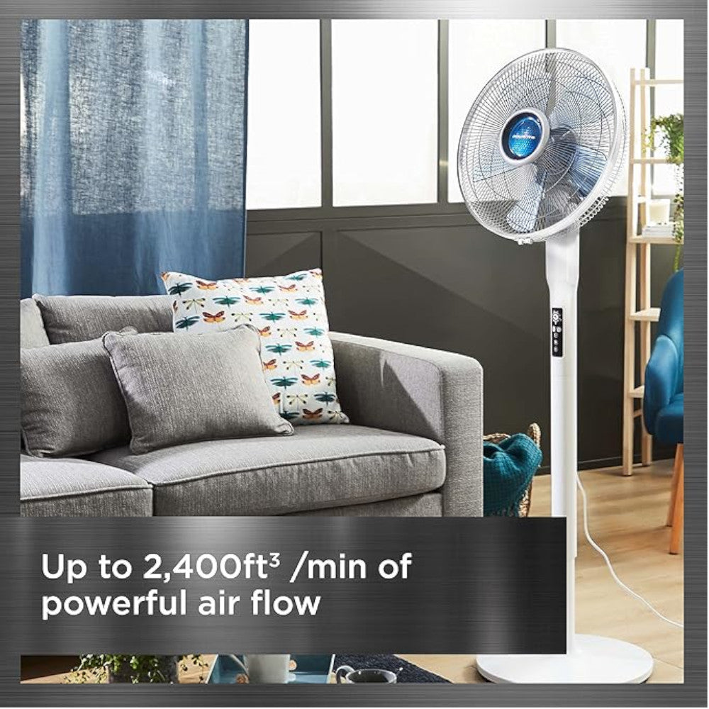ROWENTA VU5870 Turbo Silence Extreme Stand Fan with Automatic Oscillation - Powerful Quiet Cooling for Home, Office & Bedroom - Ideal for Summer, Indoor Use & Air Circulation