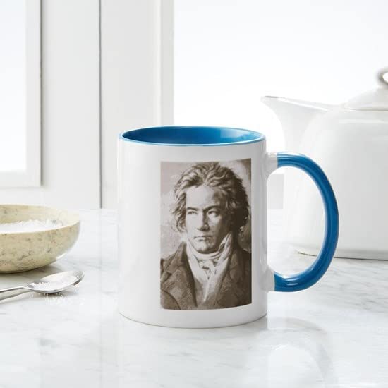 Beethoven Sepia 11 oz Ceramic Coffee Mug (325 ml) - Perfect for Home, Office & Gifts - Classic Music Lover's Cup for Tea, Hot Chocolate & Coffee