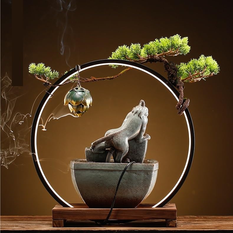 Premium Indoor Water Fountain for Desk - Flowing Tabletop Fountain with Money Circulation Design, Perfect for Office, Tea Room, and Home Decor | Relaxing Zen Water Feature for Workspace & Reception Areas
