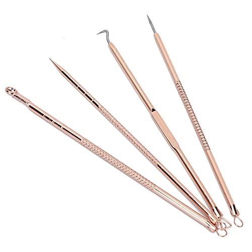 Professional 4-Piece Comedone Extractor Kit - Acne & Blackhead Removal Tools for Face, Pimple Popper Set - Perfect for Skincare, Spa, and At-Home Beauty Treatments