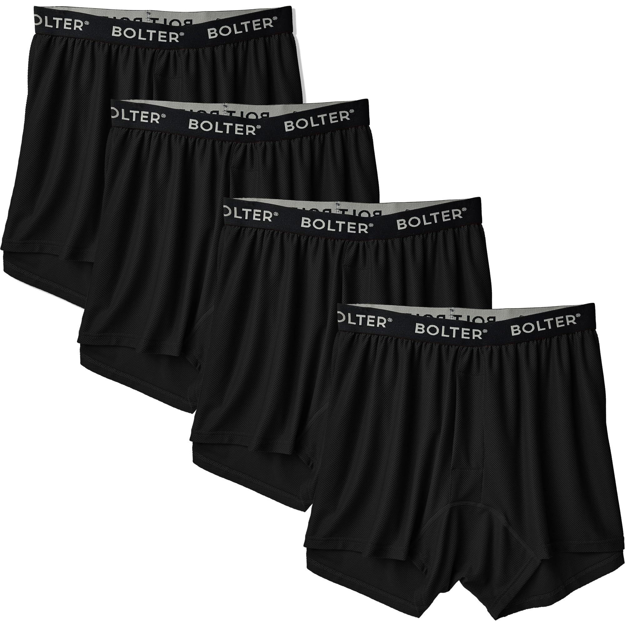Bolter Men's 4 Pack Performance Boxer Briefs - Soft Breathable Underwear for Active Lifestyle, Workout & Everyday Comfort