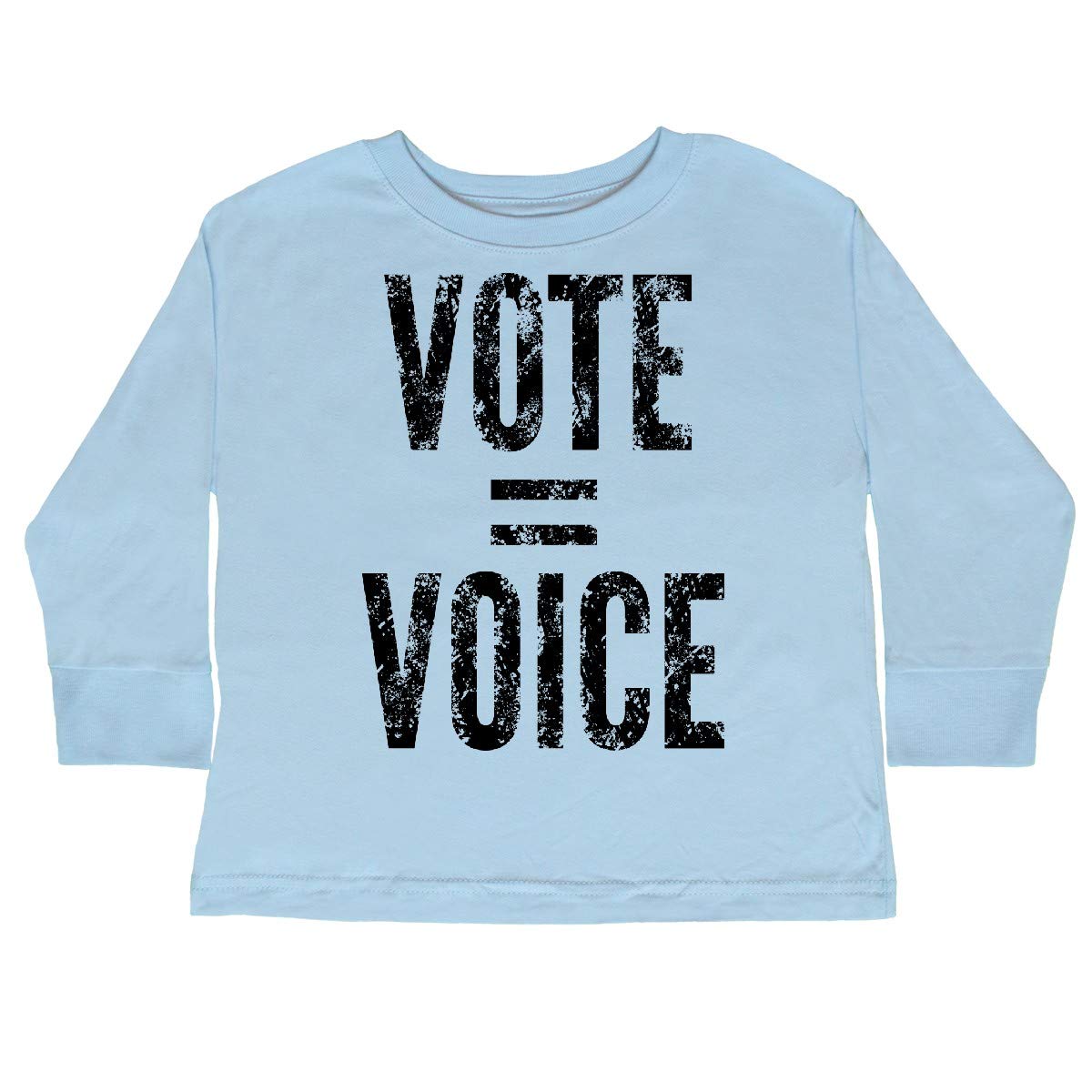 Inktastic Vote Equals Voice Distressed Black Text Toddler Long Sleeve T-Shirt - Cute Political Graphic Tee for Kids, Boys & Girls - Perfect for Elections, Rallies & Everyday Wear