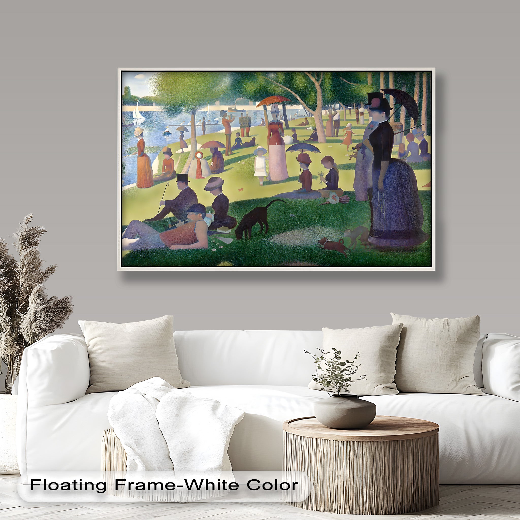Historic Pointillist Oil Painting - A Sunday Afternoon Masterpiece | Wall Art for Living Room, Office & Gallery Decor