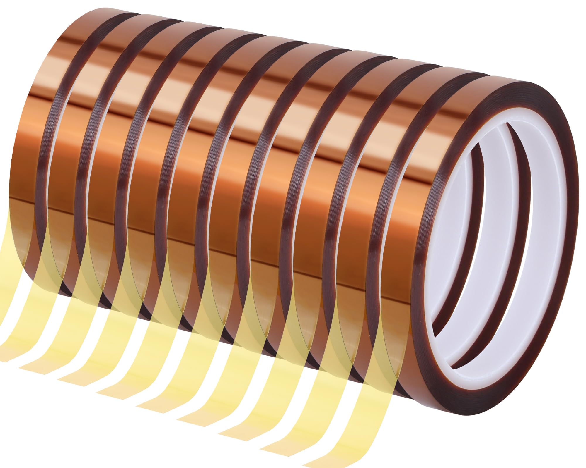 10 Rolls 10mm x 50m (164ft) Heat Resistant Sublimation Tape - No Residue Heat Transfer Tape for T-Shirt Press, Electronic Soldering & Insulation | Perfect for DIY Crafts, Apparel Printing & Electronics Projects