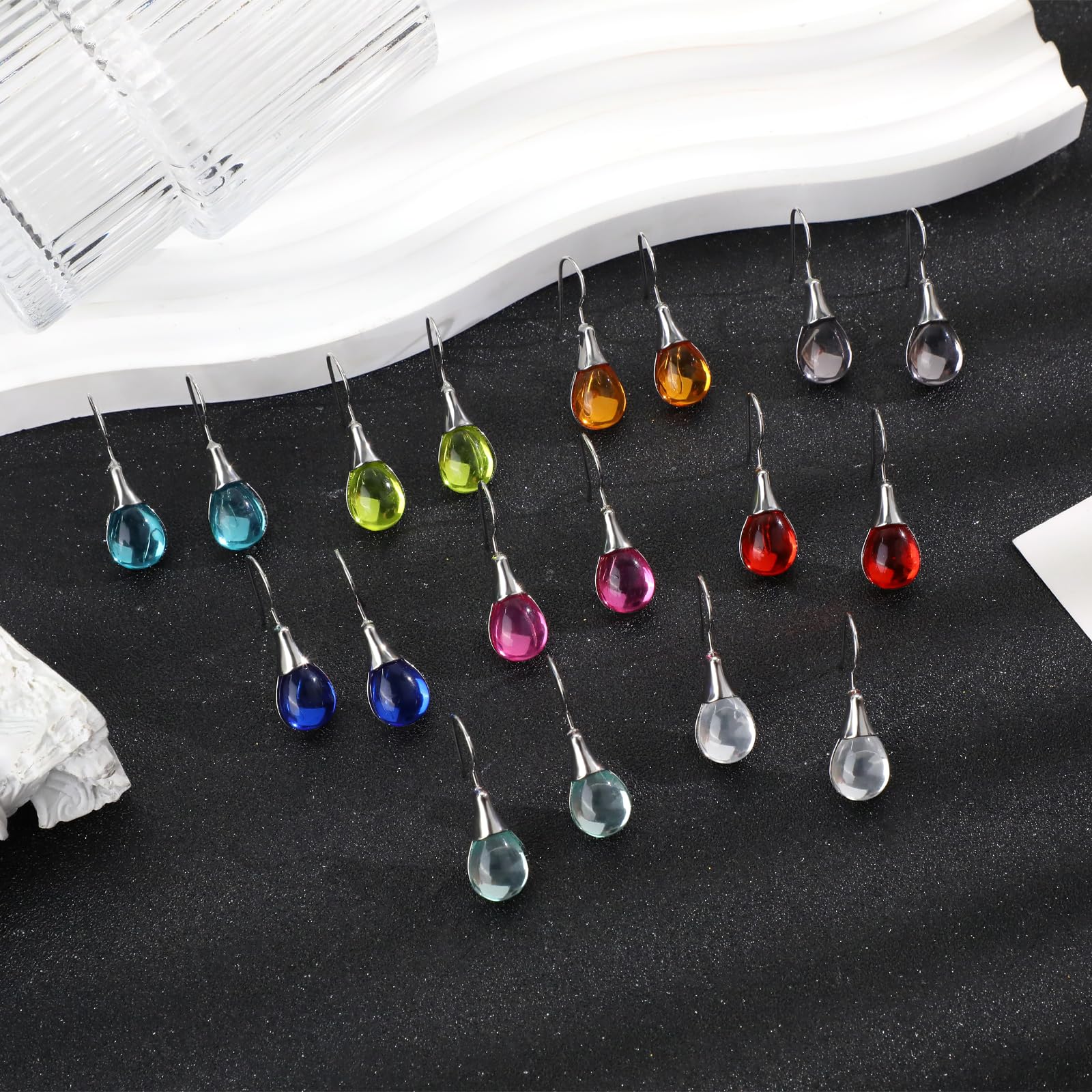 Trendy Hypoallergenic Sterling Silver Teardrop Crystal Dangle Earrings for Women - Elegant Drop Earrings Set for Party, Wedding & Everyday Wear