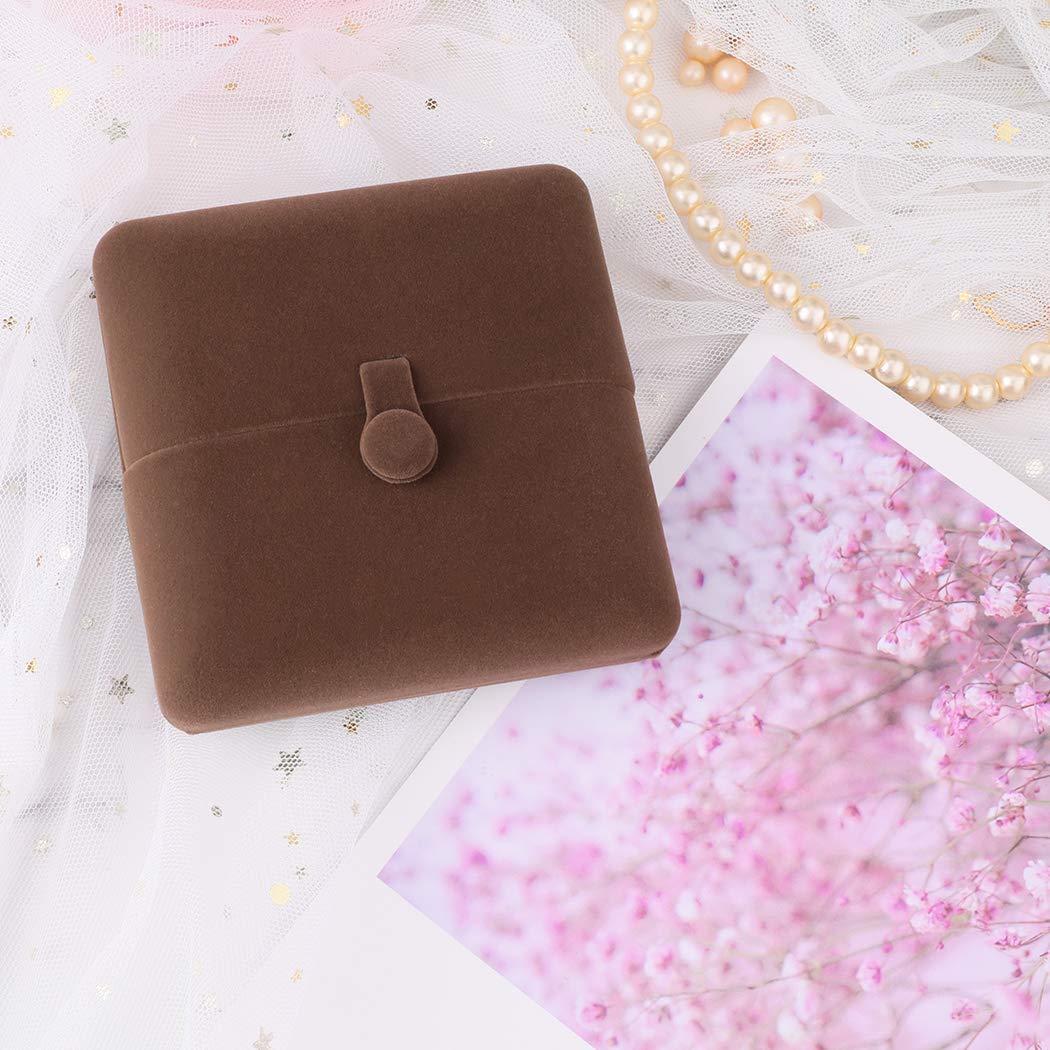iSuperb Velvet Jewelry Box - Brown Necklace Pendant Bracelet Earrings Storage Case for Christmas, Engagement, Proposal - Perfect for Gifting & Organizing Jewelry at Home or Retail Display