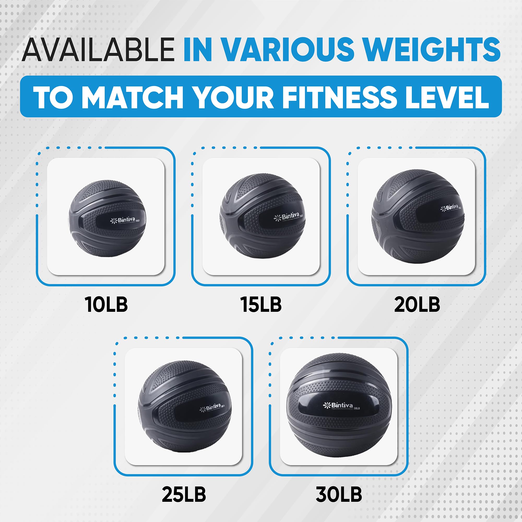 Bintiva Non-Bounce Slam Ball - Weighted Deadball for CrossFit, HIIT & Strength Training - Medicine Ball for Home Gym & Fitness Workouts - Perfect for Functional Training, Powerlifting & Core Exercises