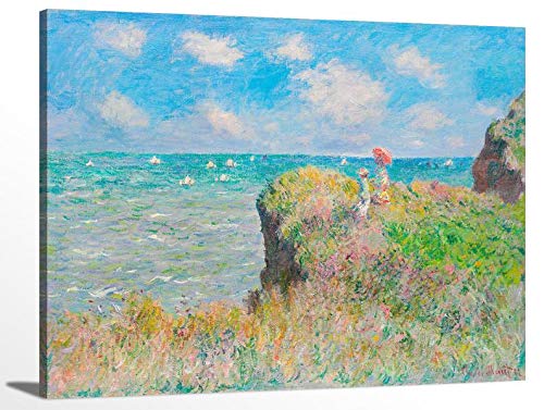 Claude Monet Cliff Walk at Pourville Impressionist Oil Painting Reproduction - High Quality Canvas Art Print for Living Room, Bedroom & Office Decor | Wall Art Gift for Art Lovers