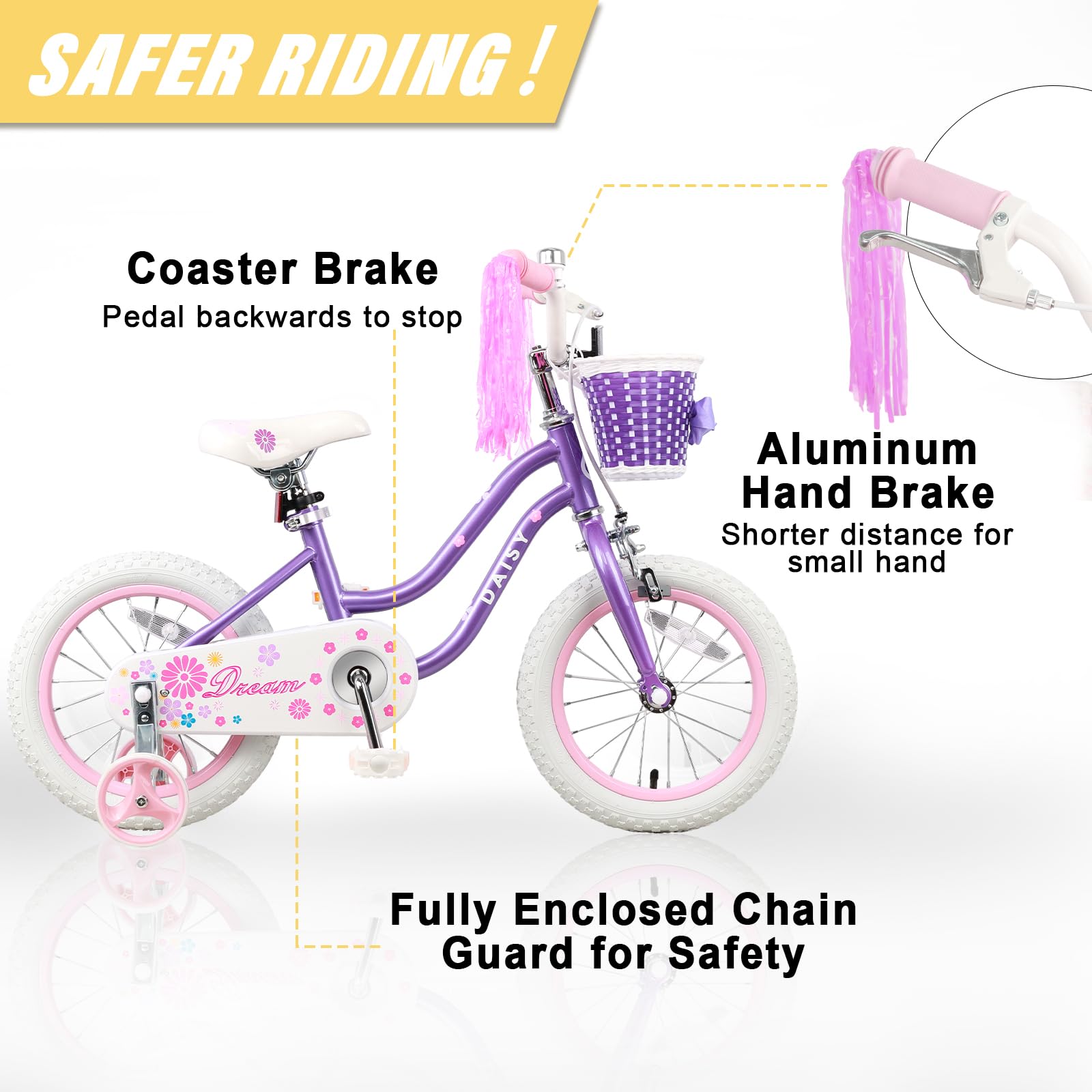 **Daisy Princess Girls Bike for Kids Ages 2-7 Years - 12, 14, 16 Inch Toddler & Child Bicycle with Training Wheels, Basket & Streamers - Multiple Colors - Perfect for Outdoor Play, Birthday Gifts & Park Rides**