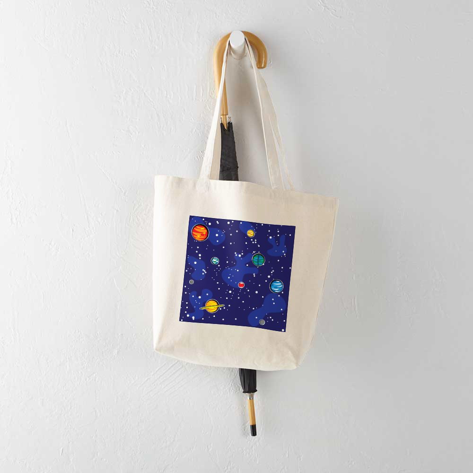 Solar System Tote Bag - Eco-Friendly Natural Canvas Reusable Shopping Bag - Perfect for Groceries, Beach Trips & Space Enthusiasts