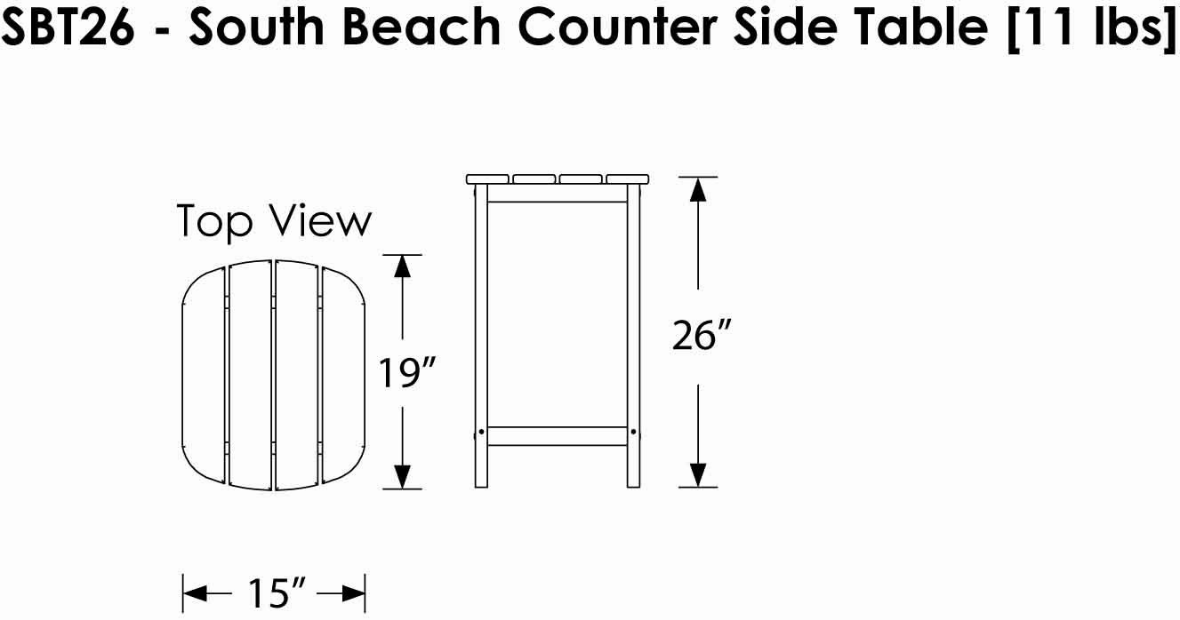 POLYWOOD SBT26LE South Beach 26-Inch Outdoor Counter Height Side Table in Lemon - Perfect for Patio, Poolside & Garden Decor