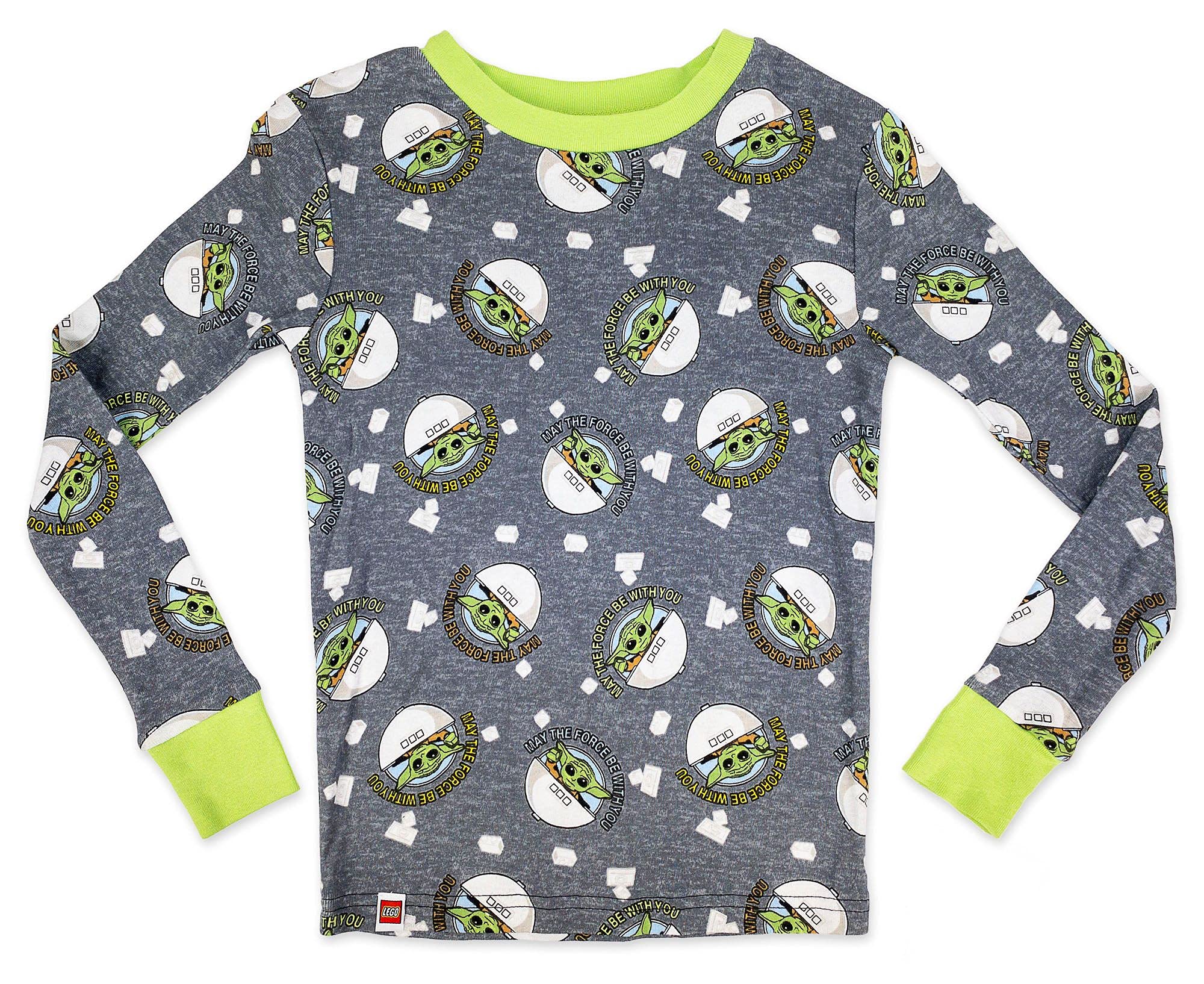 **Lego Star Wars Boys' Grogu Baby Yoda 2-in-1 Cotton Pajama Set - Size 4 Green | Soft & Comfortable Sleepwear for Kids, Perfect for Bedtime & Playtime**