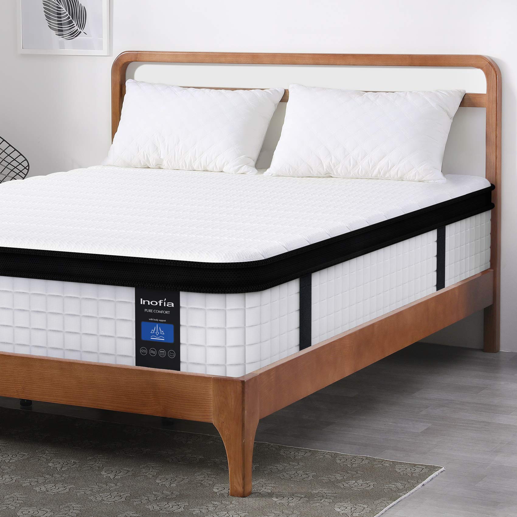 Inofia 12 Inch Full Size Hybrid Mattress - Medium Firm Innerspring & Foam Mattress in a Box for Back Support & Pressure Relief - Perfect for Guest Rooms, Dorms & Small Bedrooms