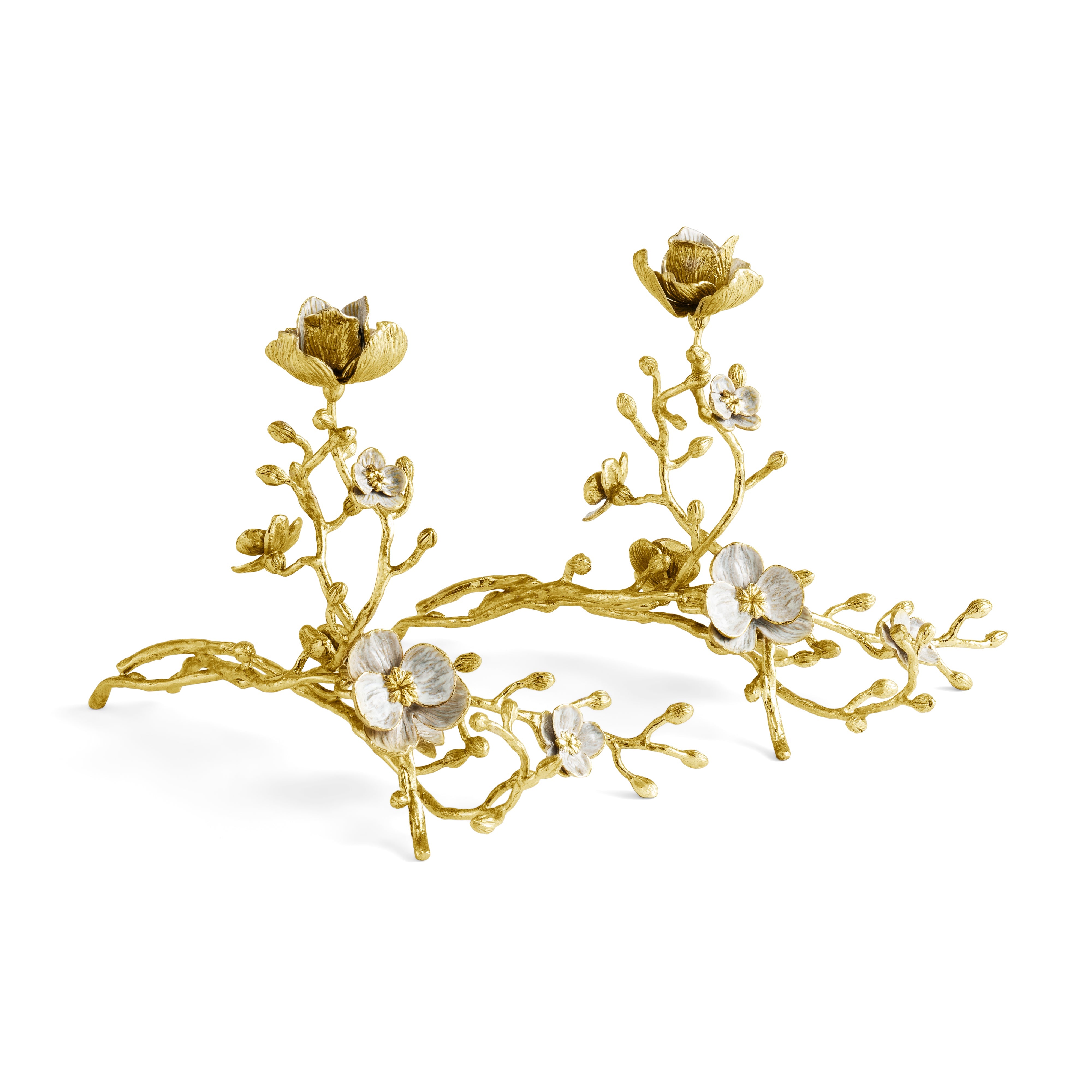 Elegant Orchid Sculptural Candle Holders - Set of 2 Modern Home Decor for Dining Table, Wedding Centerpiece & Romantic Ambiance