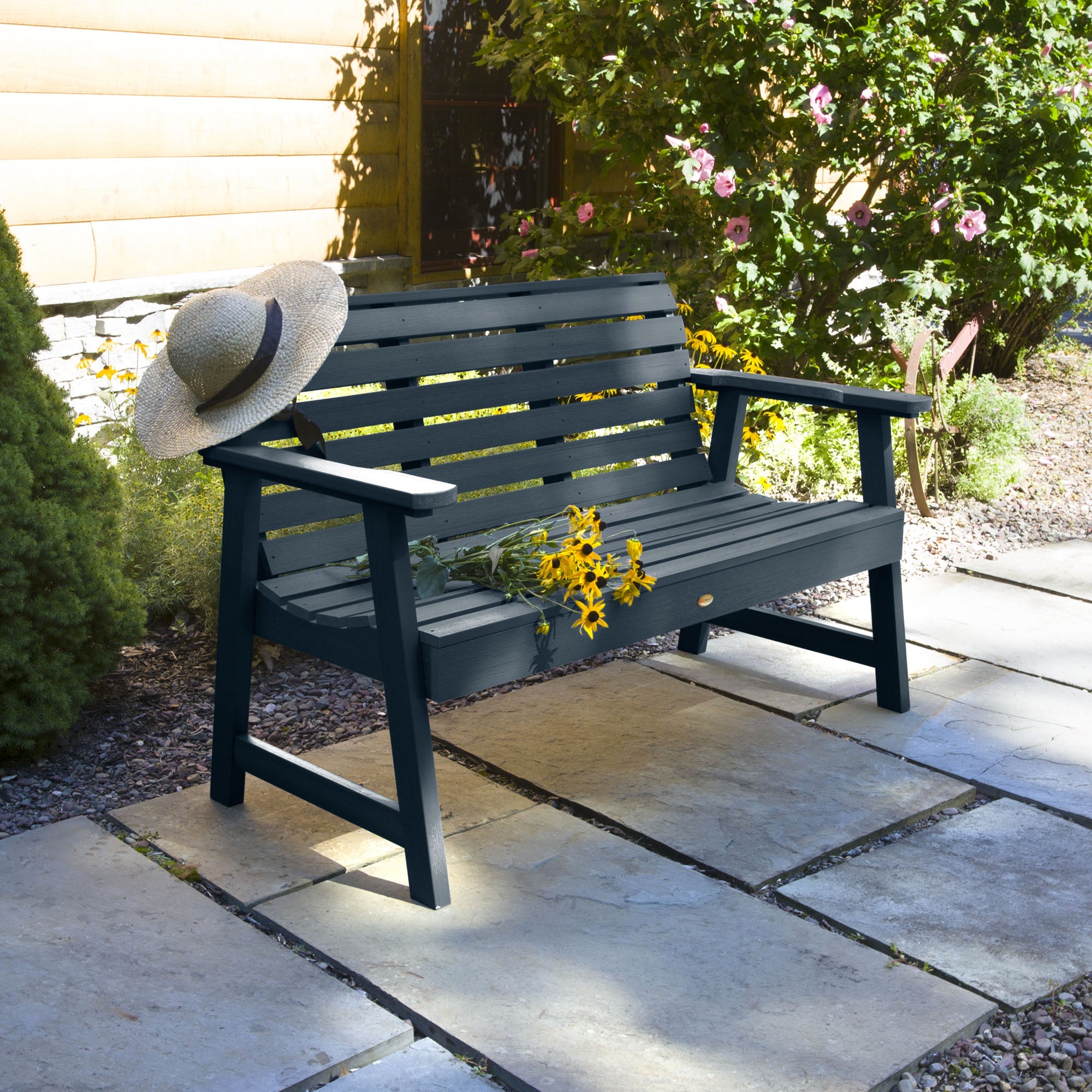 Weatherly 4ft Garden Bench - Durable Outdoor Patio Furniture for Backyard, Porch, and Garden Relaxation
