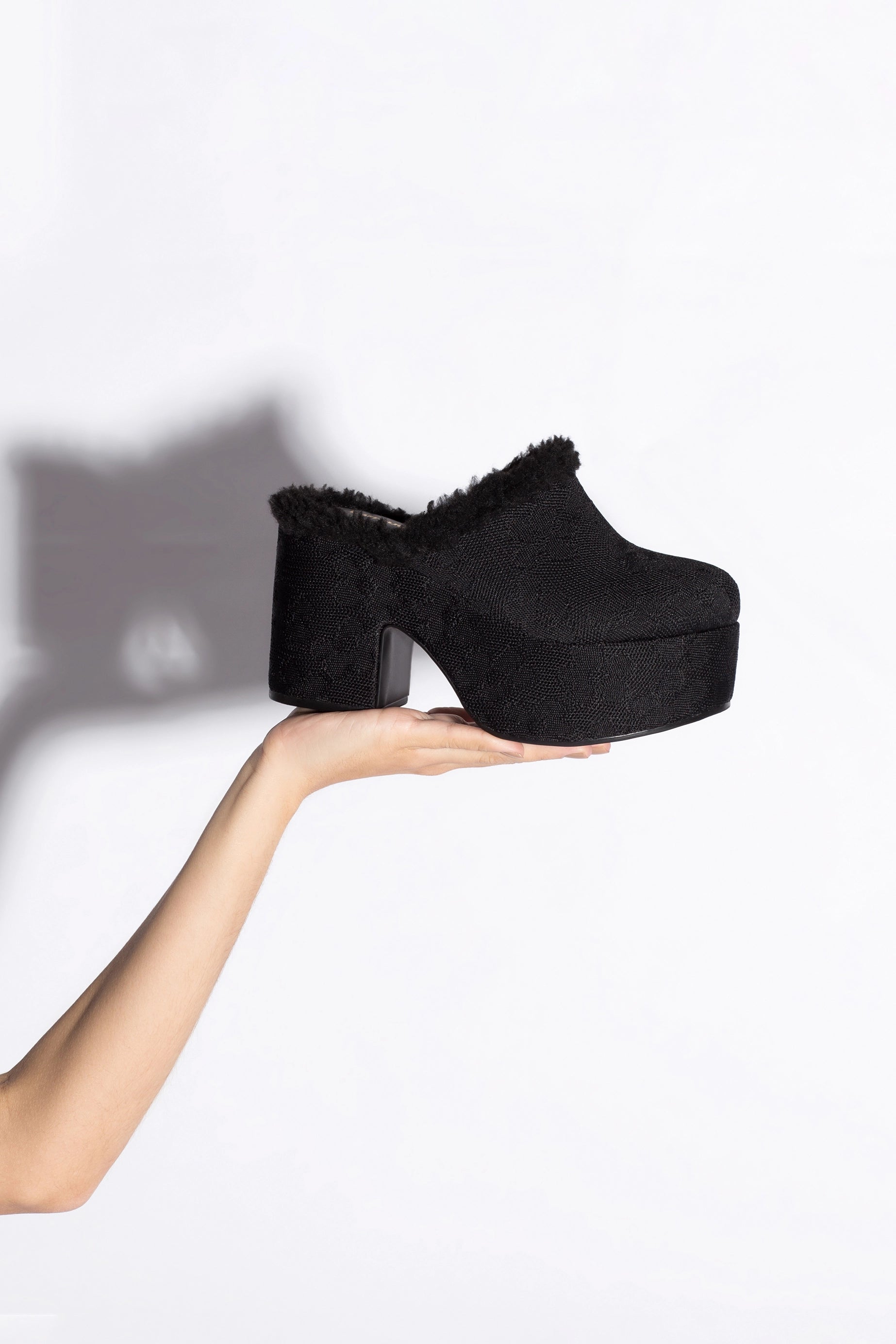 Miso Platform Clog Shoes - Black Knit Slip-On Comfort Clogs for Women & Men - Perfect for Home, Garden, and Casual Outings