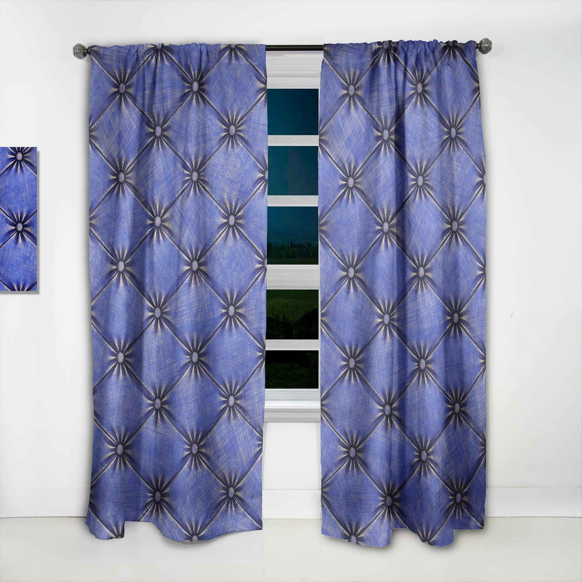 DesignQ Thermal Insulated Blue Leather Upholstery Curtains - 52x95 Inch Single Panel for Bedroom & Living Room - Perfect for Home Decor, Noise Reduction & Light Blocking