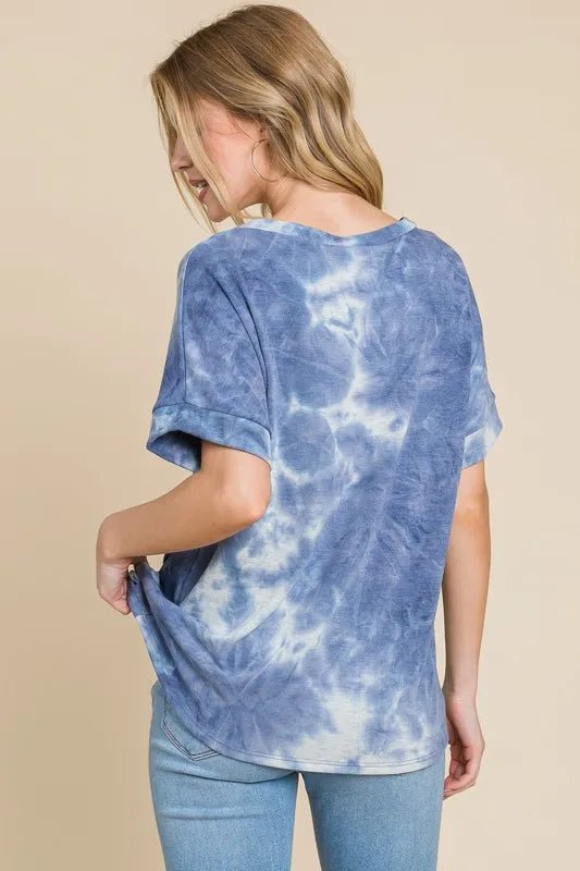 BOMBOM Women's Tie Dye Round Neck Short Sleeve T-Shirt | Soft Cotton Casual Tee for Summer | Perfect for Beach, Music Festivals & Everyday Wear