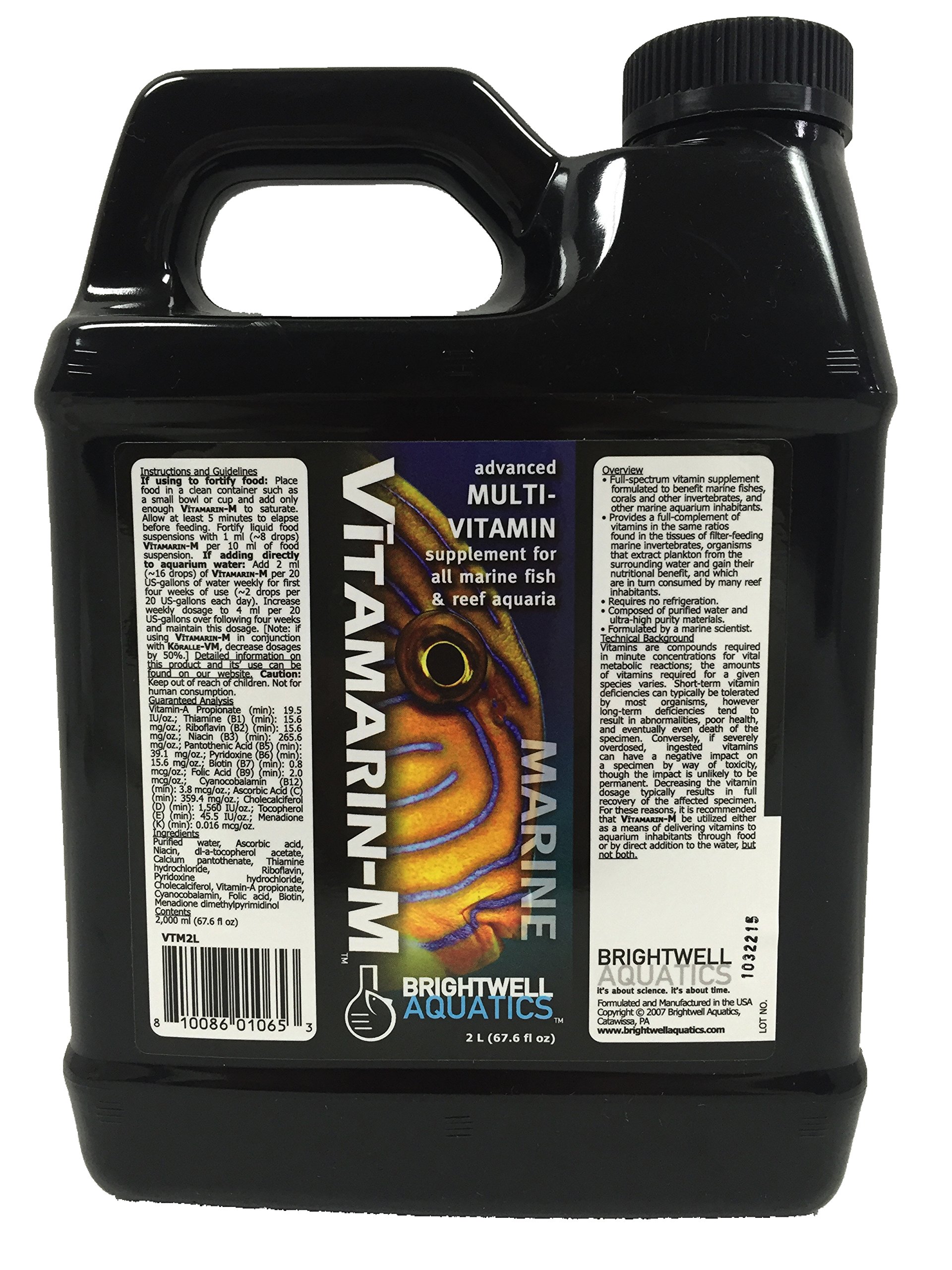 Brightwell Aquatics Vitamarin M - Premium Liquid Multivitamin Supplement for Saltwater & Reef Aquariums | Essential Nutrients for Marine Fish, Corals & Invertebrates | 2-Liter Bottle | Perfect for Daily Nutrition & Immune System Support