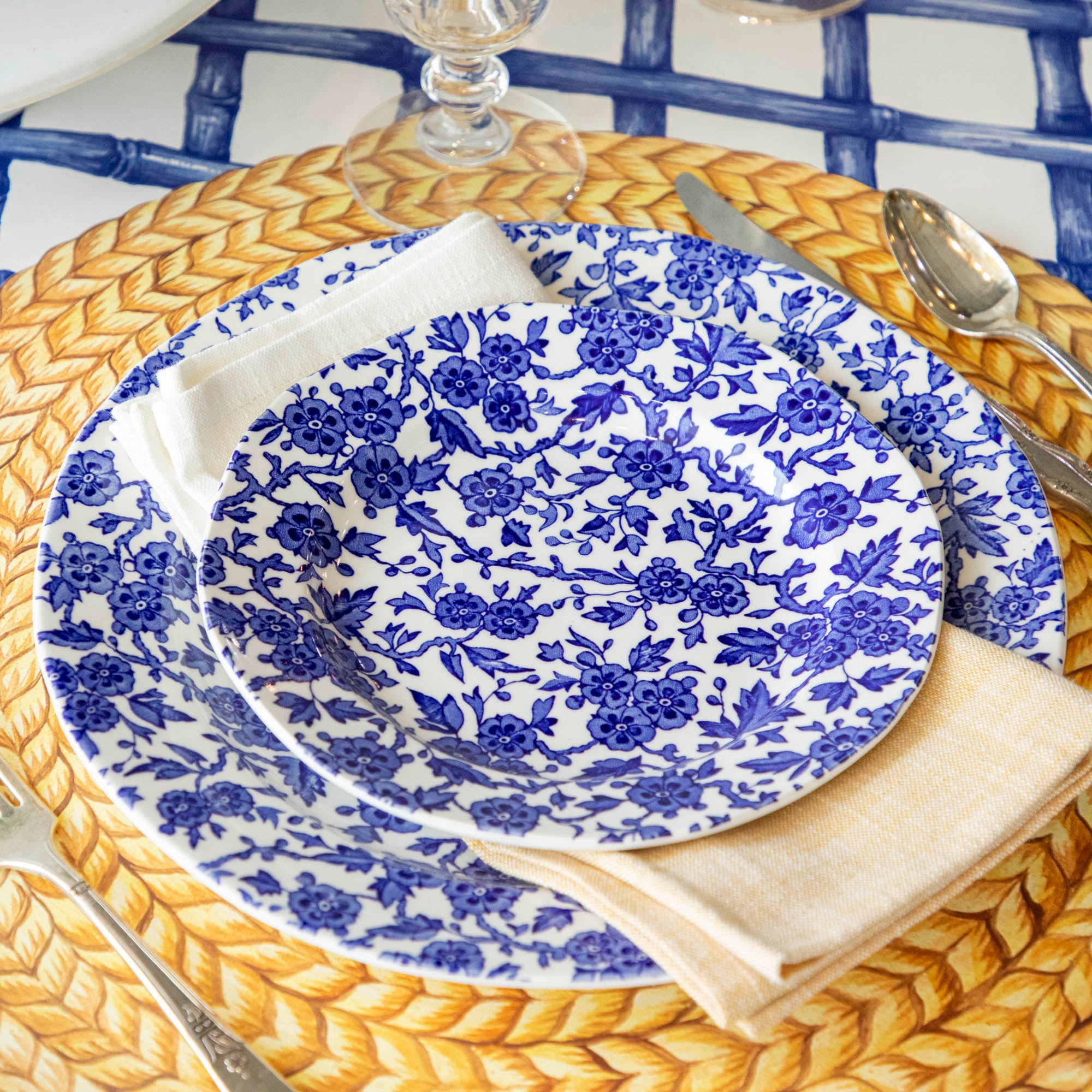 Burleigh Blue Arden Dinnerware Set - Elegant Ceramic Plates, Bowls & Mugs for Fine Dining & Home Entertaining