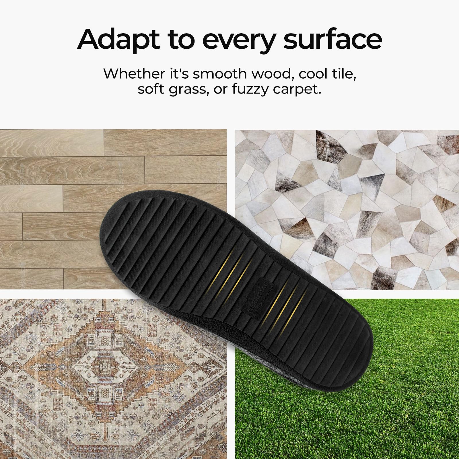 **MERRIMAC Men's Slip-On Slippers with Memory Foam - Comfortable Non-Slip Indoor House Shoes for Relaxing at Home**    *使用场景: Perfect for lounging, casual wear, or as cozy house shoes for ultimate comfort at home.*